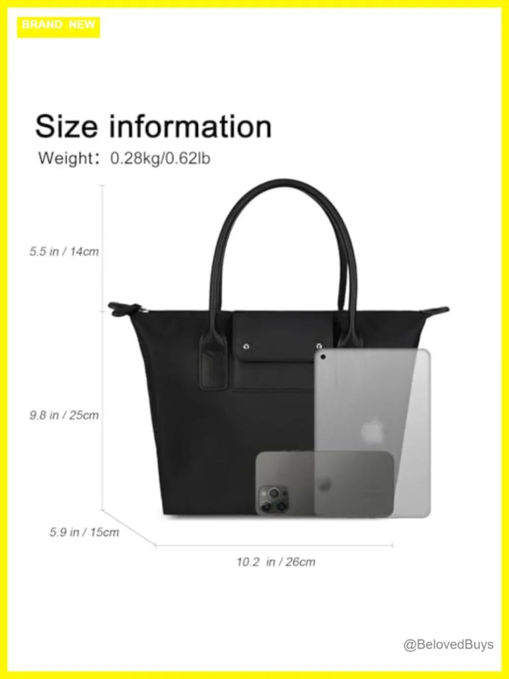 Medium Work Tote Bag Lightweight Nylon Travel Purse with Pockets